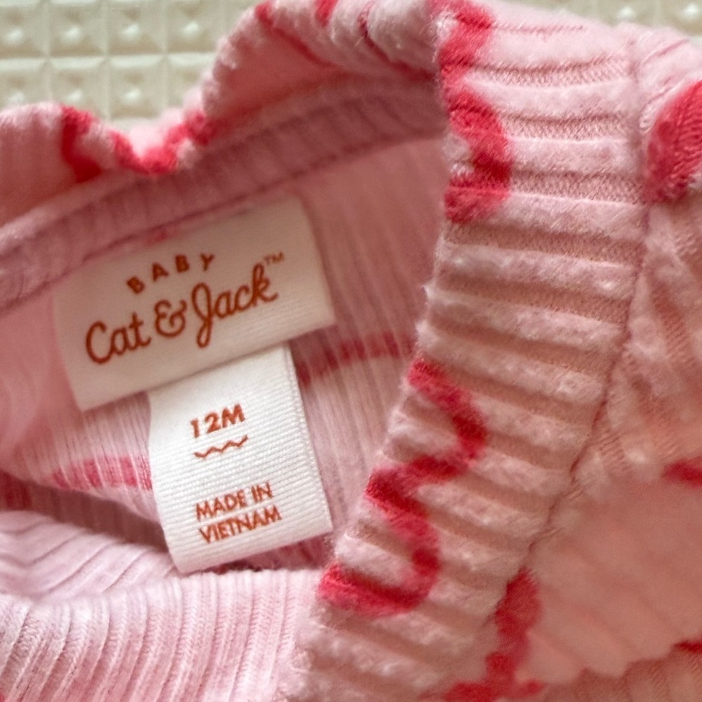 Cat & Jack|Baby girl matching set in Pink Heart Pattern,long sleeve & flare pant - Picture 5 of 6